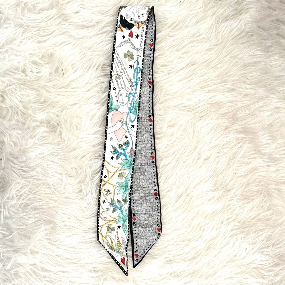 DIOR J’Adior L’Amoureux Lovers Silk Mitzah Twilly Scarf - NEW in Box & Shopper